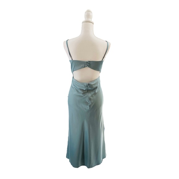 Petal & Pup NEW Cut Out Blue Satin Formal Midi Dress Size XL - Picture 7 of 11